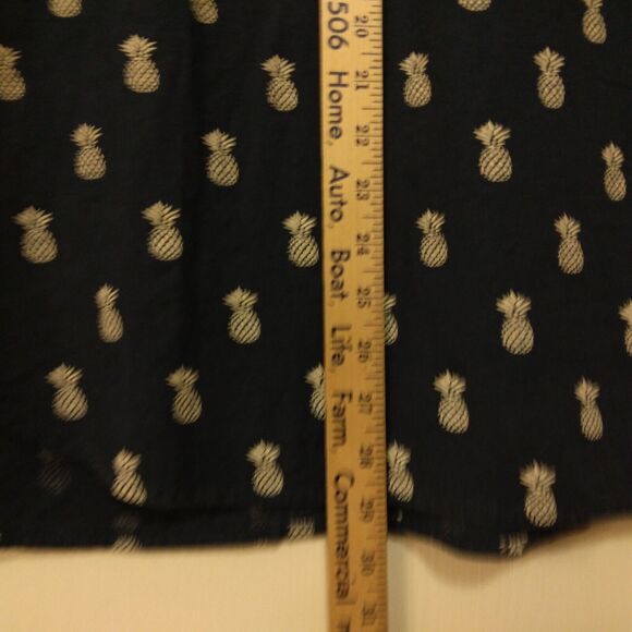 Denim & Flower shirt mens L Large navy blue all over pineapple print button slim - Picture 5 of 8